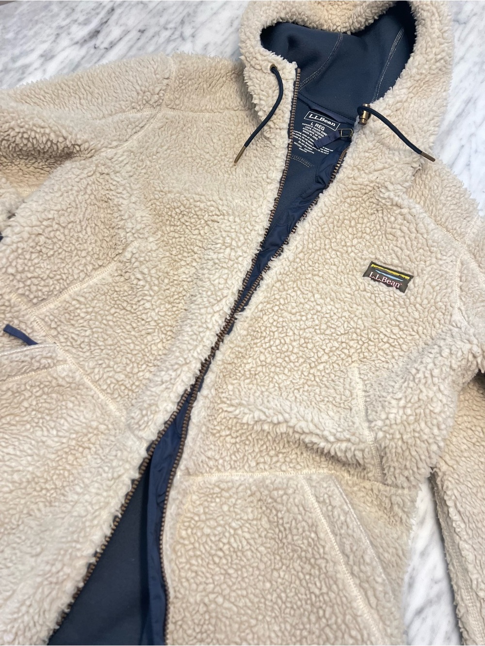 LL Bean Women's Cream Mountain Pile Fleece Jacket